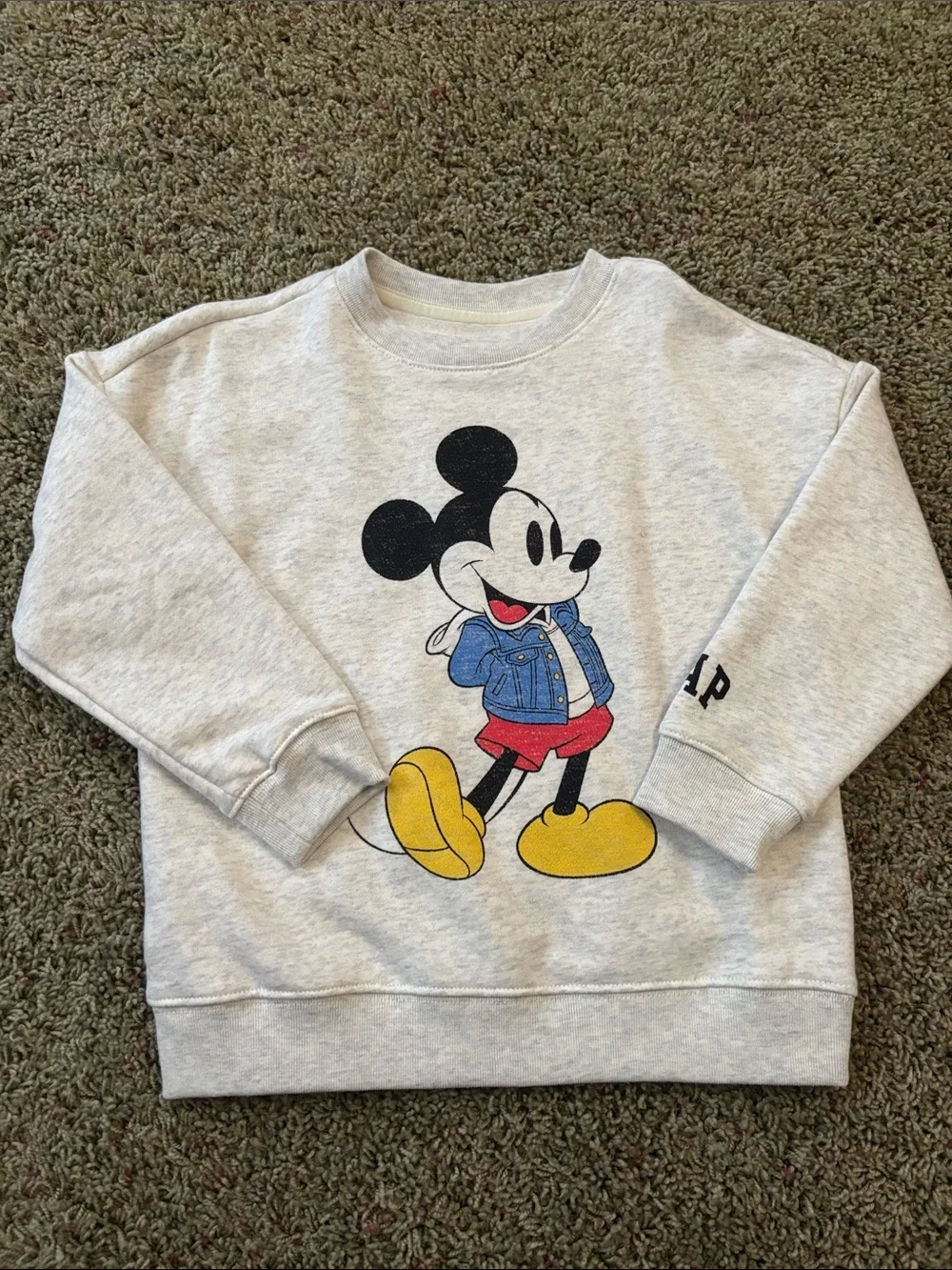 Gap x Disney Toddler Mickey Mouse Denim Jacket Graphic Sweatshirt NWT Kids Sz 4